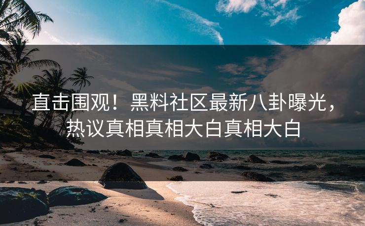 直击围观！黑料社区最新八卦曝光，热议真相真相大白真相大白