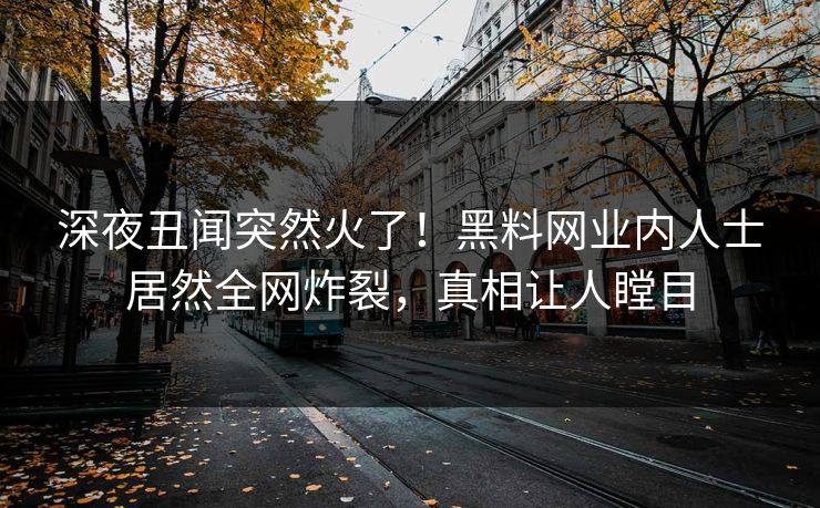 深夜丑闻突然火了！黑料网业内人士居然全网炸裂，真相让人瞠目