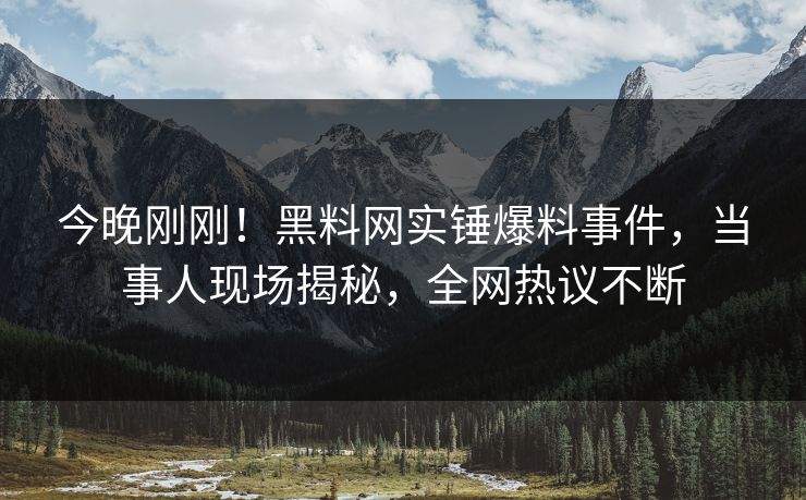 今晚刚刚！黑料网实锤爆料事件，当事人现场揭秘，全网热议不断