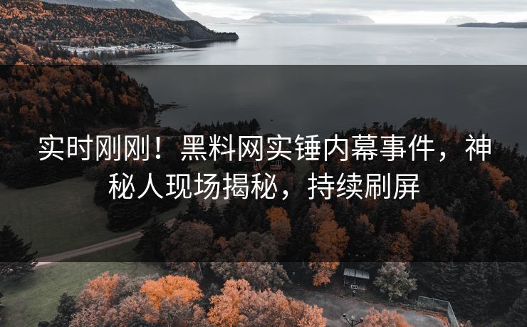 实时刚刚！黑料网实锤内幕事件，神秘人现场揭秘，持续刷屏