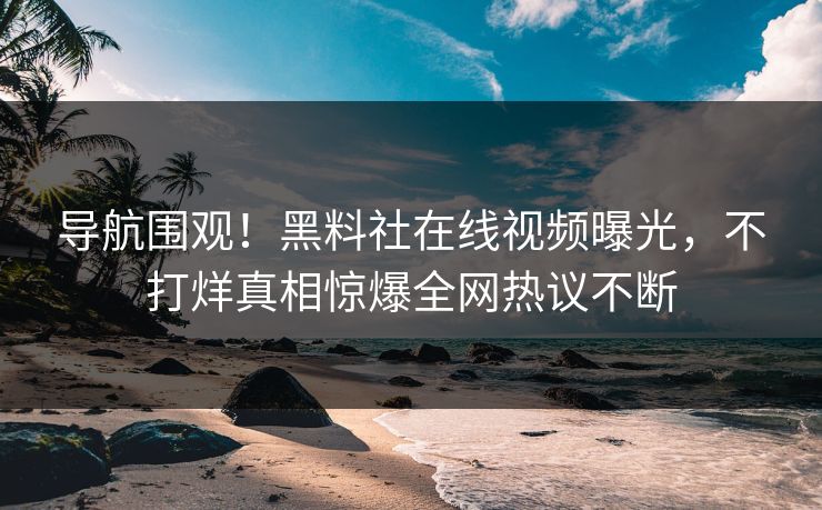 导航围观！黑料社在线视频曝光，不打烊真相惊爆全网热议不断