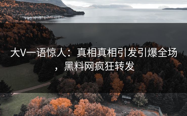 大V一语惊人：真相真相引发引爆全场，黑料网疯狂转发