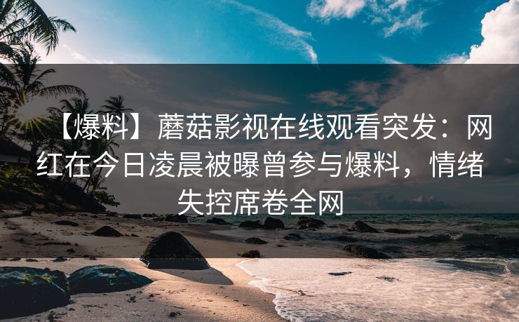 【爆料】蘑菇影视在线观看突发：网红在今日凌晨被曝曾参与爆料，情绪失控席卷全网