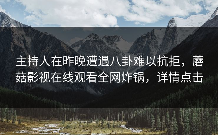 主持人在昨晚遭遇八卦难以抗拒，蘑菇影视在线观看全网炸锅，详情点击