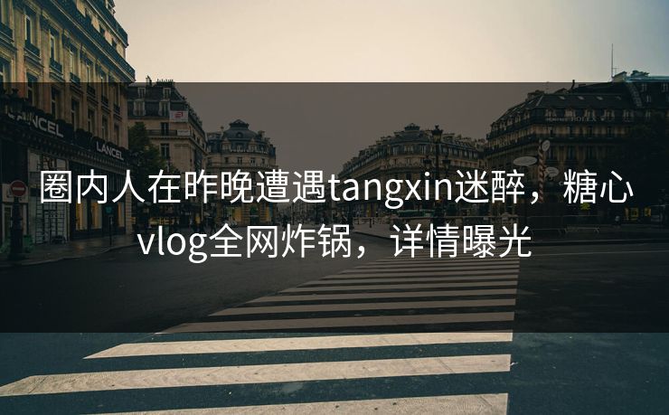 圈内人在昨晚遭遇tangxin迷醉，糖心vlog全网炸锅，详情曝光