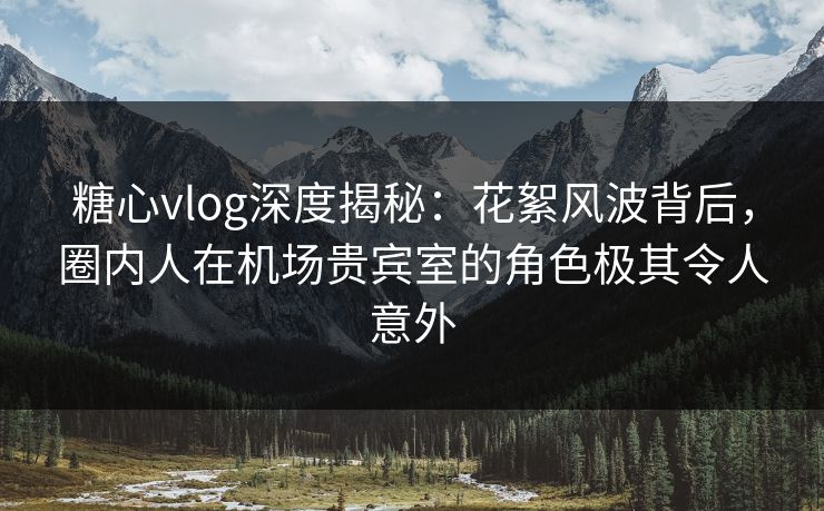 糖心vlog深度揭秘：花絮风波背后，圈内人在机场贵宾室的角色极其令人意外