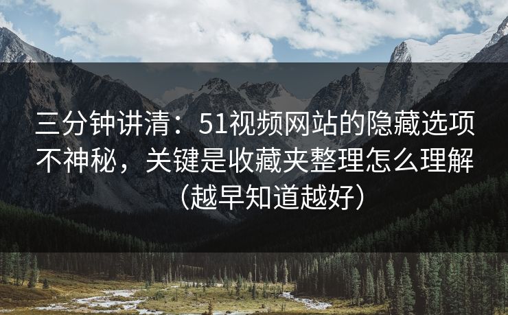 三分钟讲清：51视频网站的隐藏选项不神秘，关键是收藏夹整理怎么理解（越早知道越好）